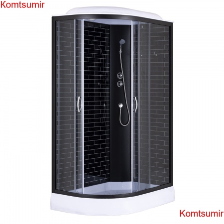 Душевая кабина Loranto 120х80х215 правосторонняя, поддон 13см, черный кирпичный узор, прозрачное стекло 4мм, профиль черный (CS6612013RGB120)