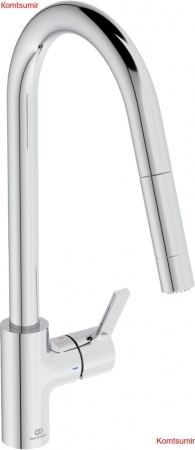 Смеситель для кухонной мойки GUSTO с высоким трубчатым вытяжным изливом R-типа, хром (BD416AA)