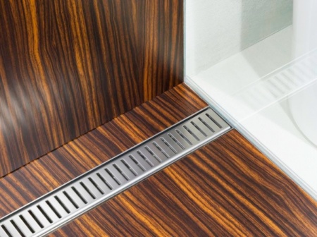 Душевой лоток AlcaPlast Optima APZ12-750 с опорами серый, в пол около стены