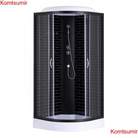 Душевая кабина Loranto 80х80х215 поддон 13см, черный кирпичный узор, прозрачное стекло 4мм, профиль черный (CS668013GB80)