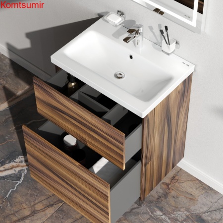 M90FSX0602HF Gem, База под раковину, напольная, 60 см, 2 ящика, цвет: орех