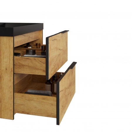 Тумба Fostero 80 подвесная Дуб Крафт золотой с раковиной