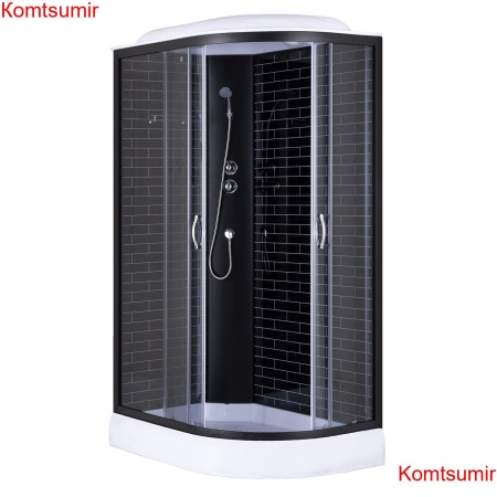 Душевая кабина Loranto 120х80х215 левостороняя, поддон 13см, черный кирпичный узор, прозрачное стекло 4мм, профиль черный (CS6612013LGB120)