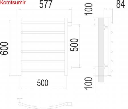 Классик П6 500х600 бп500 Полотенцесушитель  TERMINUS