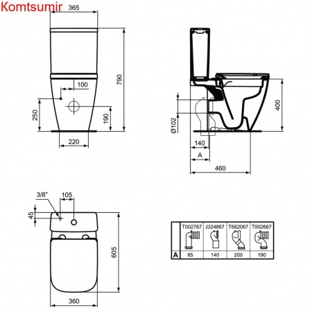 Бачок для унитаза Ideal Standard i.life S нижняя подводка, 4,5/3 л (T473501) Бачок для унитаза Ideal Standard i.life S нижняя подводка, 4,5/3 л (T473501)