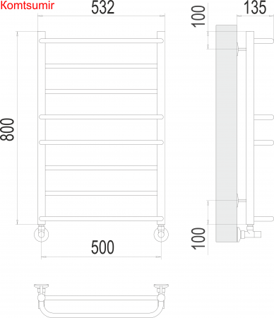 Евромикс П8 500х800 Полотенцесушитель  TERMINUS