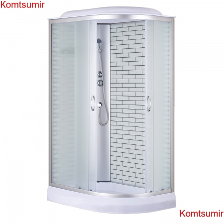 Душевая кабина Loranto 120х80х215 левосторонняя, поддон 13см, белый кирпичный узор, матовое стекло 4мм, профиль хром (CS6612013LFW120)