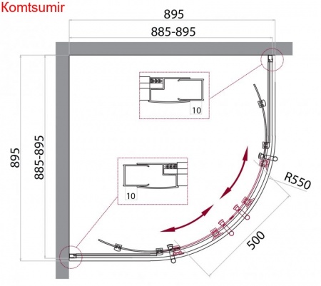 Душевой уголок BelBagno UNO-195-R-2-90-C-Cr