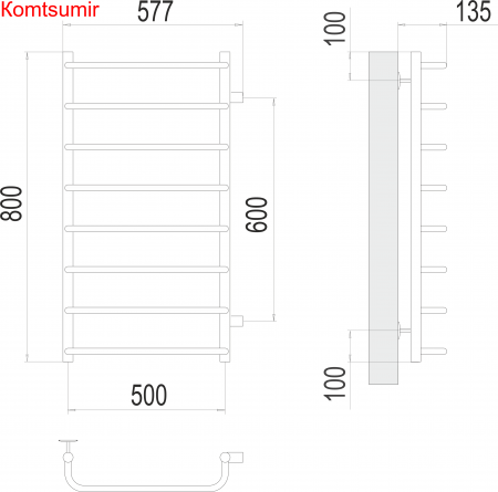 Стандарт П8 500х800 бп600 Полотенцесушитель  TERMINUS