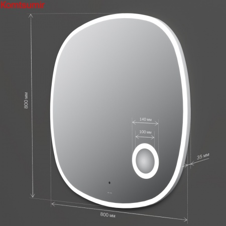 M8FMOX0803SA Func, Зеркало настенное с контурной LED-подсветкой, ИК сенсором и косметическим зеркало