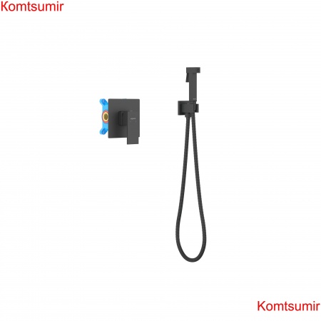 Набор с гигиеническим душем (смеситель + гигиеническая лейка + шланг + шланговое подсоединение с держателем) AQUATEK, матовый черный AQ1619MB ЛИБРА