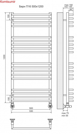 Берн П18 500х1200 Полотенцесушитель  TERMINUS Берн П18 500х1200 Полотенцесушитель  TERMINUS