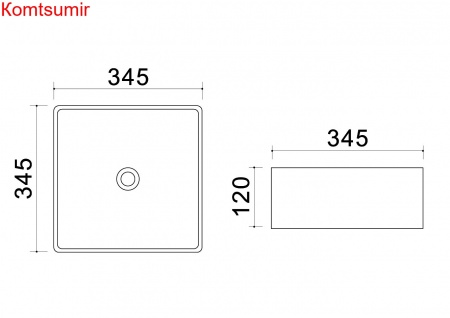 Раковина Azario 34,5х34х12, накладная, белая (AZ-41314)