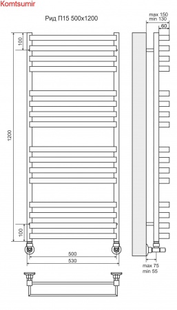 Рид П16 500х1200 Полотенцесушитель  TERMINUS