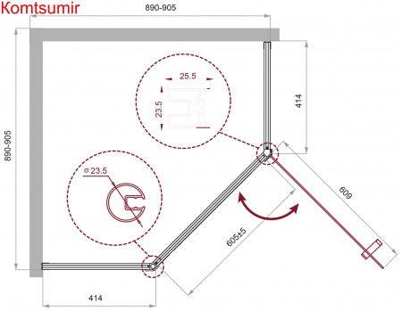 Душевой уголок BelBagno UNO-195-P-1-90-C-NERO