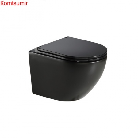 Унитаз подвесной Azario Grado 490х370х360 безободковый с сиденьем микролифт, черный матовый (AZ-0046-MB) Унитаз подвесной Azario Grado 490х370х360 безободковый с сиденьем микролифт, черный матовый (AZ-0046-MB)