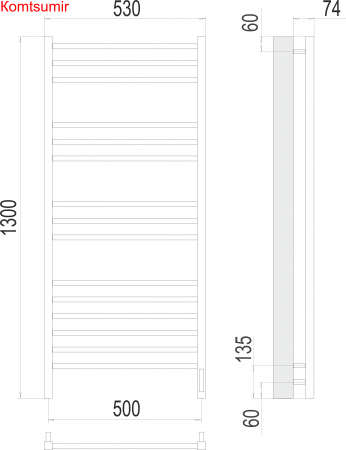 Сицилия П15 500х1300 электро (sensor quick touch) Полотенцесушитель TERMINUS)
