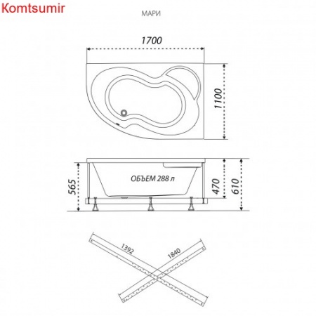 Акриловая ванна Triton Мари 170х110 L/R