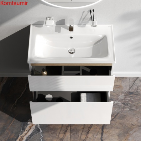 M85AFSX0802WG X-Joy, База под раковину, напольная, 80 см, 2 ящика, белый глянец