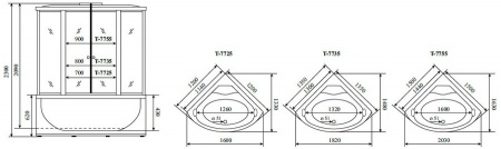 Timo Lux T-7755 душевая кабина (150*150*220), шт