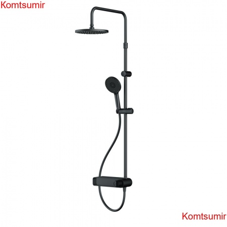 AM.PM F0785A622 X-Joy, душ.система: см-ль-полка д/душа, душ.штанга, верхн. душ 220мм, ручн душ, черн.