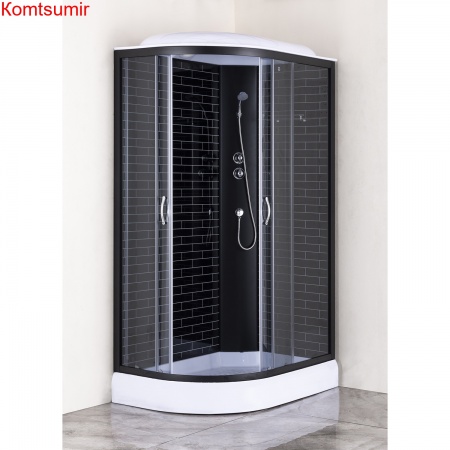 Душевая кабина Loranto 120х80х215 правосторонняя, поддон 13см, черный кирпичный узор, прозрачное стекло 4мм, профиль черный (CS6612013RGB120)