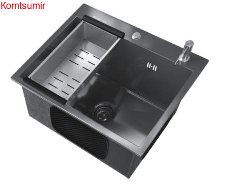 Кухонная мойка ULGRAN Steel 600 x 450 цвет «черная брашированная сталь» Кухонная мойка ULGRAN Steel 600 x 450 цвет «черная брашированная сталь»