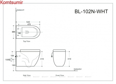 Унитаз подвесной Aquanet Rimless Cetus-W BL-102N-WHT