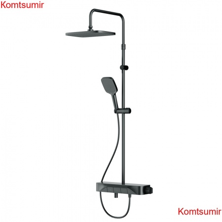 AM.PM F078F722 Func, душ.система: см-ль-полка д/ванны/душа, душ.штанга, верхн. душ квадр., ручн.душ, черн.