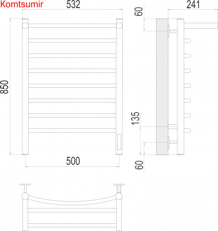 Классик с/п П8 500х850 Электро (quick touch) Полотенцесушитель  TERMINUS