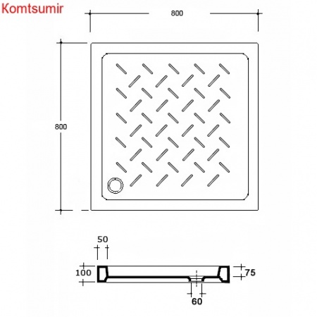 Душевой поддон квадратный керамический RGW CR 900