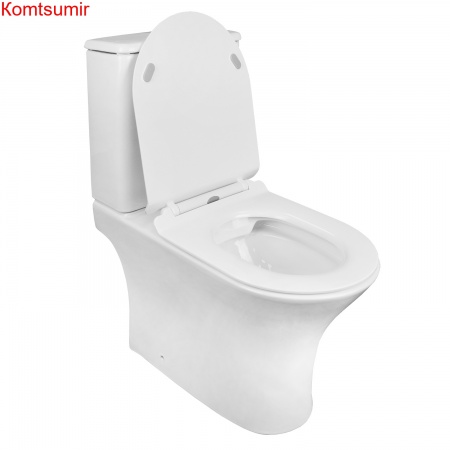 Унитаз-компакт Azario FRETTA ROUND N 340х650х770 напольный, безободковый, c быстросьемным сиденьем микролифт (AZ-1038A)