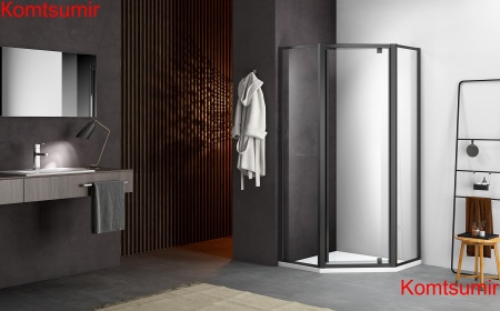 Душевое ограждение SANTREK AQUA Time - PNT-1000-C- Matt Black 100010001950 стекло Прозр 6мм, профиль Черный