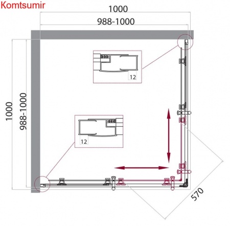Душевой уголок BelBagno UNO-195-A-2-100-C-NERO