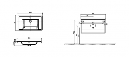 Раковина из искусственного мрамора BelBagno ANCONA-N ENERGIA-N EA-800-LVB