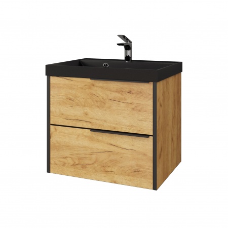 Тумба Fostero 60 подвесная Дуб Крафт золотой с раковиной