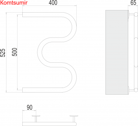 Электро 25 М-обр 400х500 Полотенцесушитель  TERMINUS Электро 25 М-обр 400х500 Полотенцесушитель  TERMINUS