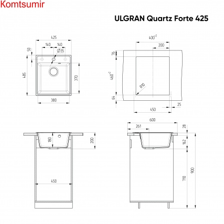 Мойка ULGRAN Quartz Forte 425 Мойка ULGRAN Quartz Forte 425