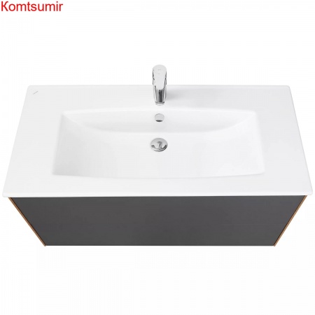 Тумба под раковину AQUATON Сохо 100 подвесная, Дуб Веллингтон/Графит софт (1A258201AJA00)