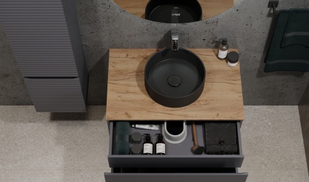 Тумба Cossety 80 подвесная, Антрацит/Дуб Крафт золотой