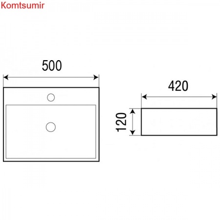 Раковина Azario 500х420х120 накладная, белый (AZ-2173-S)