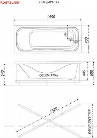 Акриловая ванна Triton Стандарт 145х70