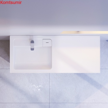 M85AWPL1201WG X-Joy, Раковина над стиральной машиной, литьевой мрамор, левая, 120 см, белый глянец