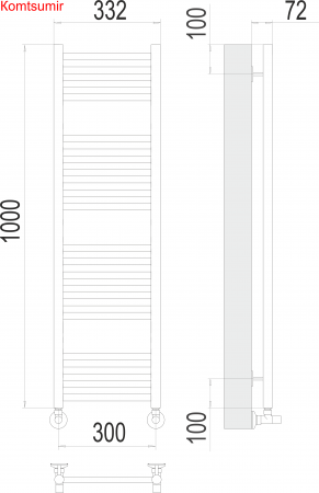 Аврора П20 300х1000 Полотенцесушитель  TERMINUS Аврора П20 300х1000 Полотенцесушитель  TERMINUS