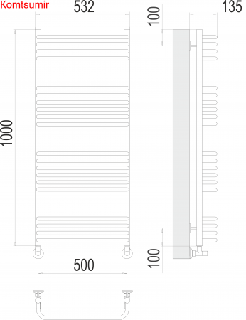 Стандарт П20 500х1000 Полотенцесушитель  TERMINUS