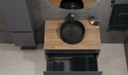 Тумба Cossety 80 подвесная, Антрацит/Дуб Крафт золотой