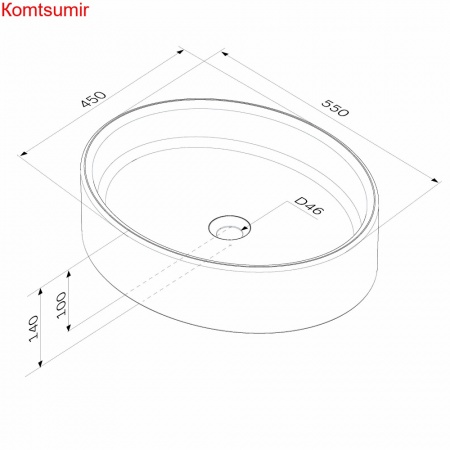 M8FWCC20550WG Func Раковина накладная, овал , 55 см, цвет белый глянец