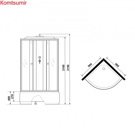 Душевая кабина Loranto 90x90x215 поддон 40 см, 4 мм прозрачное стекло с рисунком "мозайка" (CS-986ТМ/G)