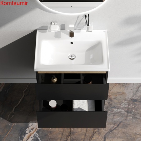 M85AFHX0652BM X-Joy, База под раковину, подвесная, 65 см, 2 ящика, черный матовый