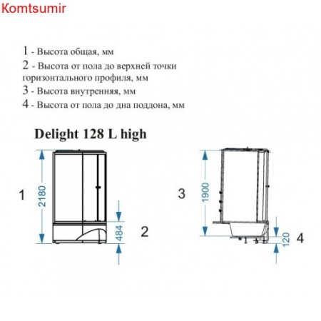 Душевая кабина Domani-Spa Delight 128high L/R (120*80)
